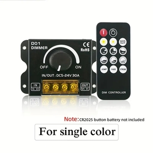 Interruptor de atenuación de perilla de tira de luz LED de 30A con controlador inalámbrico RF remoto PWM regulable, regulador de luz LED giratorio con caja de acero