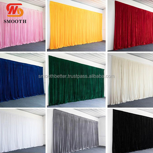 גודל חלק מותאם אישית וצבעים משי חתונה רקע וילון חתונה drapery תפאורה תפאורה - Product Image 5