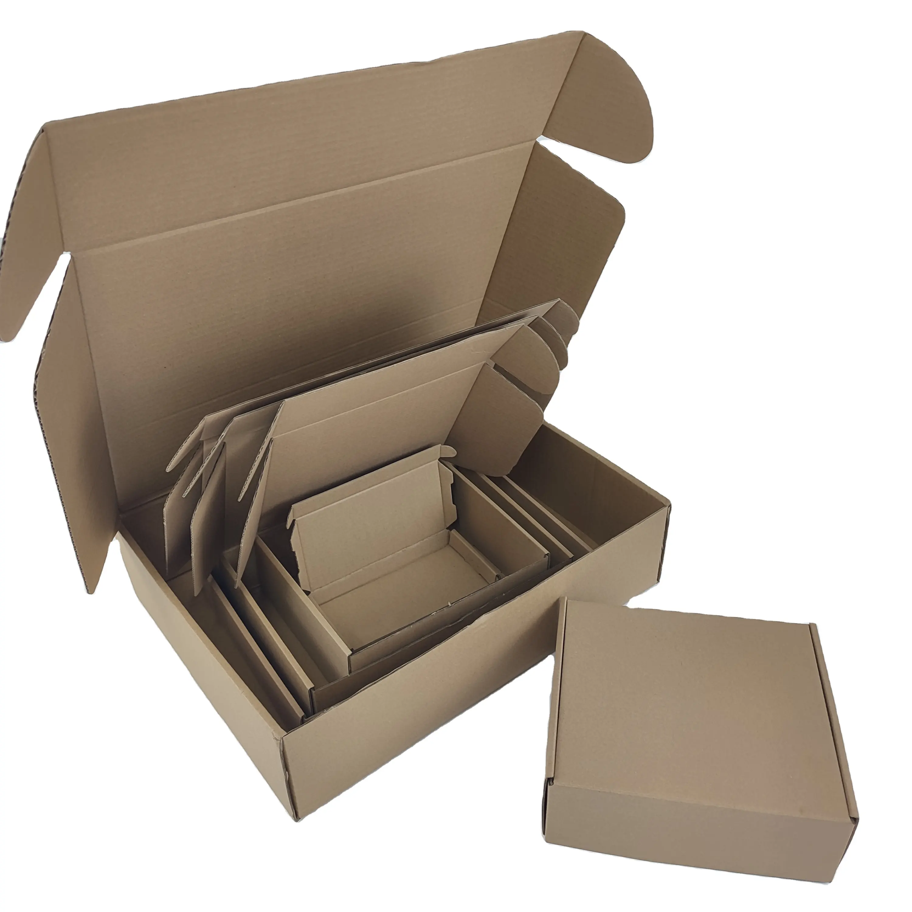 Venda quente em estoque logotipo personalizado presente papelão caixas de transporte mailer caixa roupas sapatos embalagens onduladas caixas