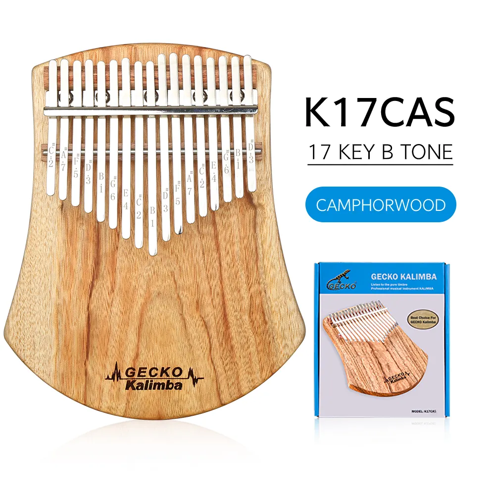 Gecko K17CAS Kalimba barato novo tom B madeira maciça cânfora instrumento musical profissional Kalimba