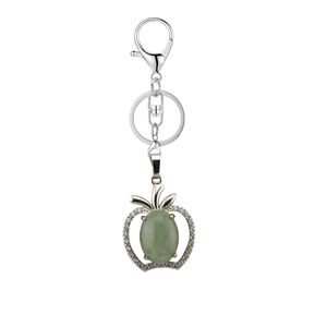 Wholesale Small <strong>Apple</strong> Shape Natural Crystal Stone Healing Pendant Keychain New Design Custom Wire Keychain for DIY Animal Theme - Product Image 3