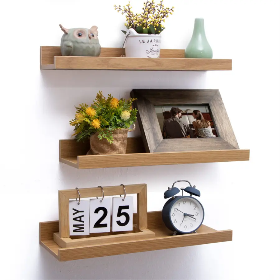 Estantes flotantes modernos únicos para guardería, estantes flotantes de montaje en pared de madera, Juego de 3 repisas para decoración de pared, baño, sala de estar