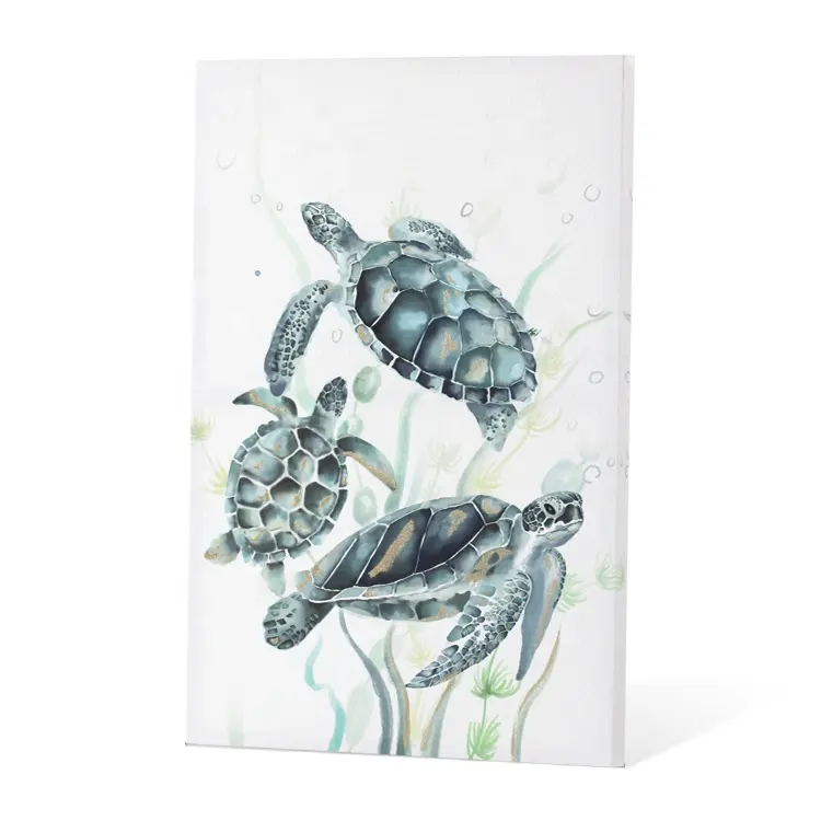 Denizaltı pei kaplumbağa seagrass duvar dekoratif sarılmış tuval sanat baskı tablo