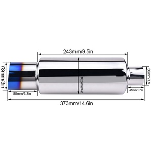 Ống pô xe hơi bằng thép không gỉ đánh bóng đa năng, đường vào 2 inch, đường ra 3 inch, đầu bị cháy - Product Image 5
