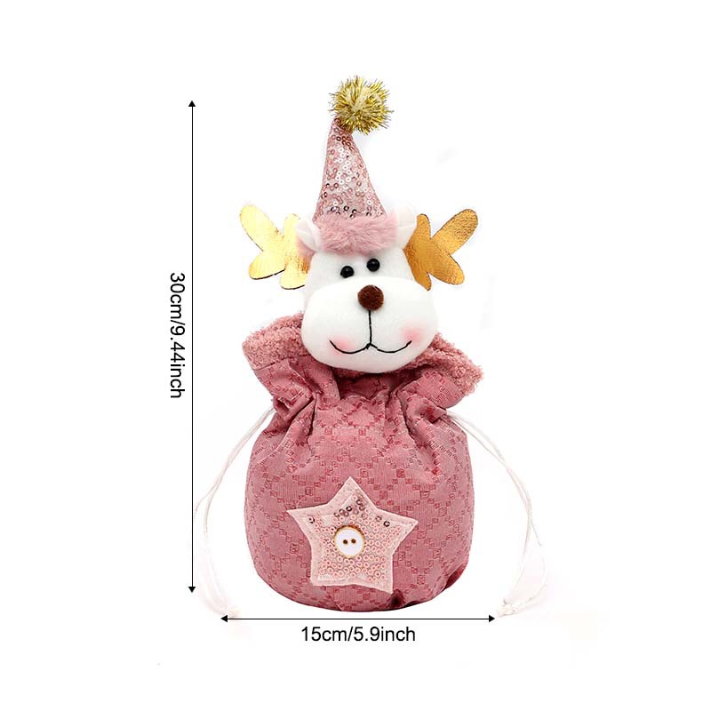 Sac renne pomme pailleté rose
