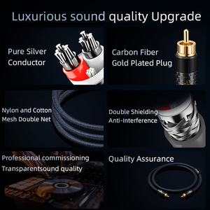 ATAUDIO Hifi Digital Coaxial Audio Video Rca Cable de gama alta plata pura RCA a RCA macho Subwoofer altavoz amplificador de potencia Cable - Product Image 4