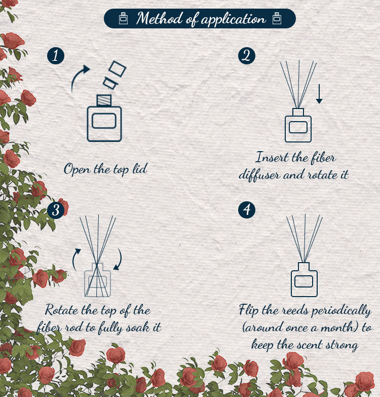 140ml Essential Oil Resin Lid Set Bag Fresh Fragrance Reed Diffuser With Rose Flower 8