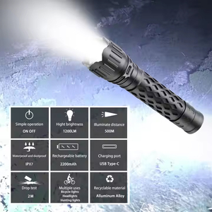 500m dài phạm vi đèn pin hợp kim nhôm cao 10W Hight chất lượng dẫn nguồn ánh sáng 1200lm chiến thuật <span class=keywords><strong>Torch</strong></span> Sạc đèn pin - Product Image 4