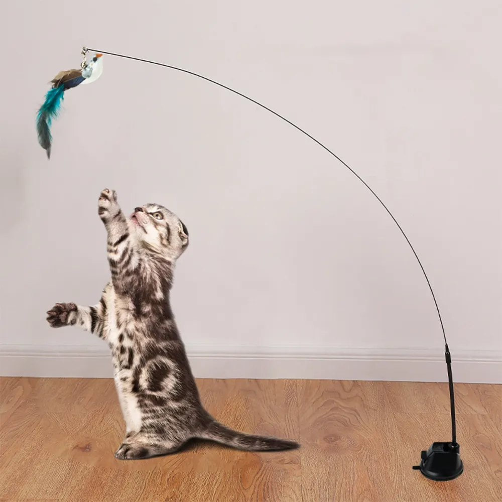 Высокое качество котенок Охота упражнения Handsfree Птица/перо кошка палочка с колокольчиком игрушки для кошек