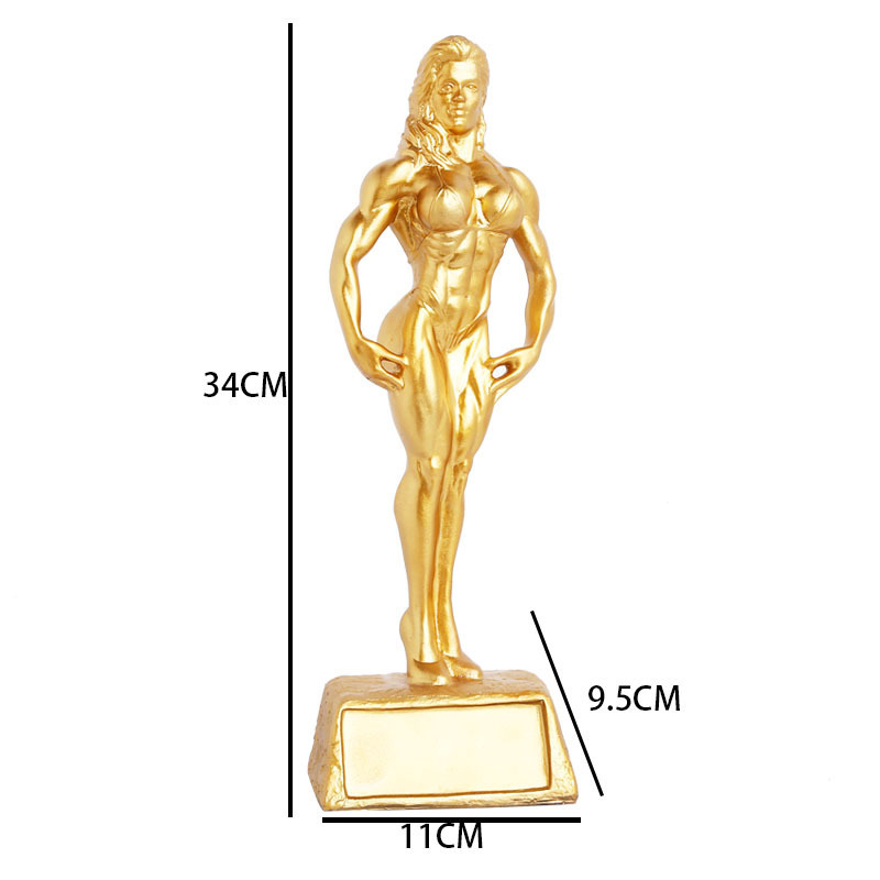Trofeo de culturismo femenino de 34 cm.