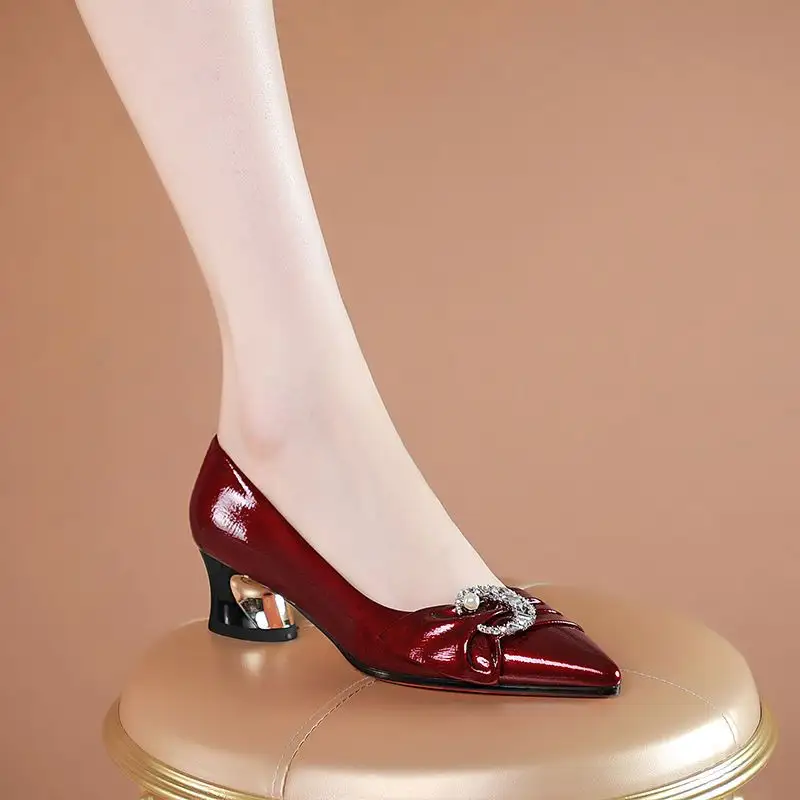 Mocassini eleganti economici tacco basso donna donna fibbia mentale ballerina scarpe eleganti piatte scarpe casual piatte da donna