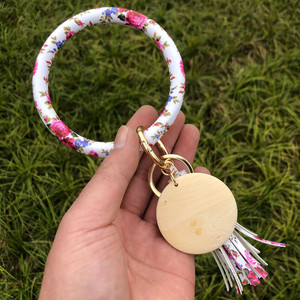 Pu Bracelet <span class=keywords><strong>Key</strong></span> Chain Hoa Mẫu Đơn Hoa <span class=keywords><strong>Daffodil</strong></span> Rose Leather Bracelet Tassel Boho Cổ Tay Keychain Chủ Mexico - Product Image 4