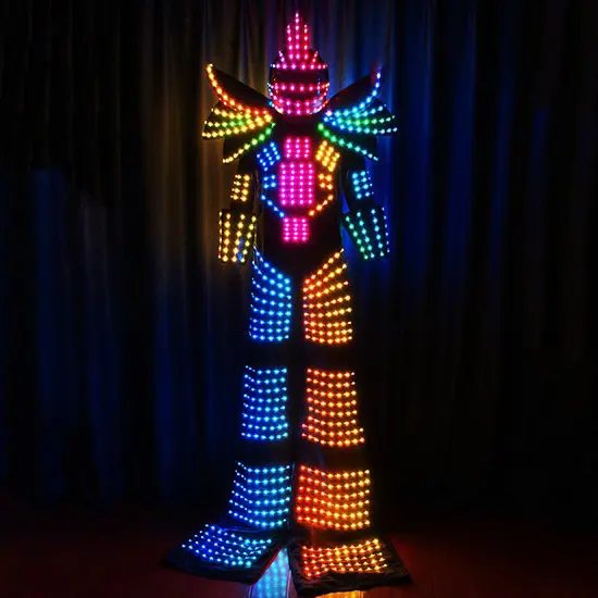 Traje de robot de fiesta Led personalizado para hombre y adulto, ropa de rendimiento, espejo, a la venta