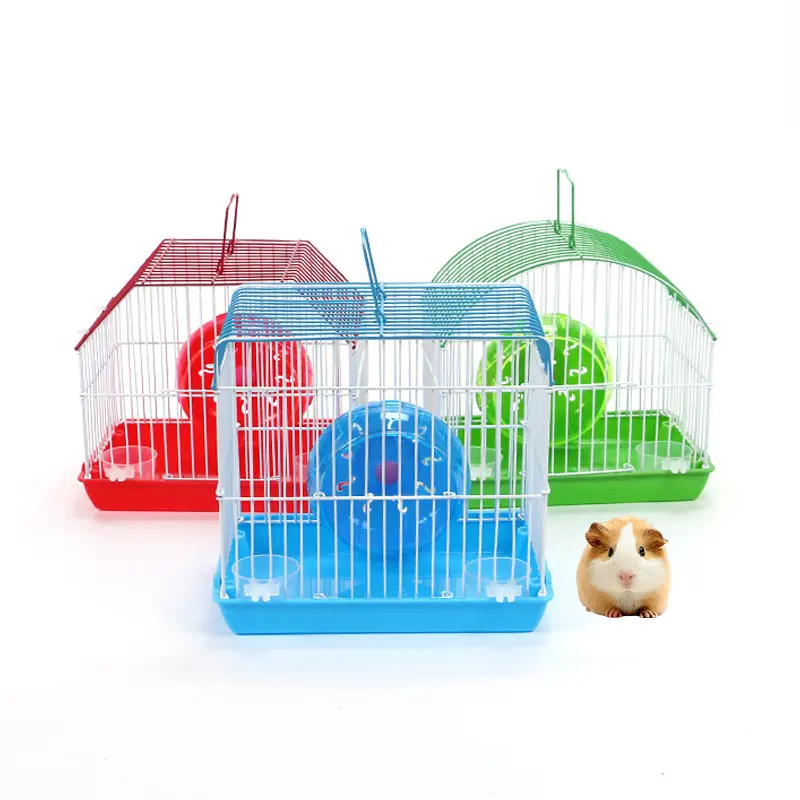 Vente en gros Cage pour animaux de compagnie Portable Hamster House Cage avec roues d'exercice de course Chinchilla Squirrel Hamster Cage