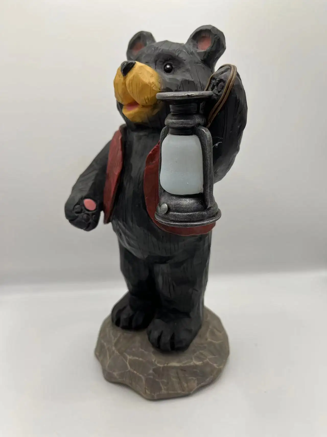 Resina personalizada urso preto estátua home office decoração mesa lâmpada