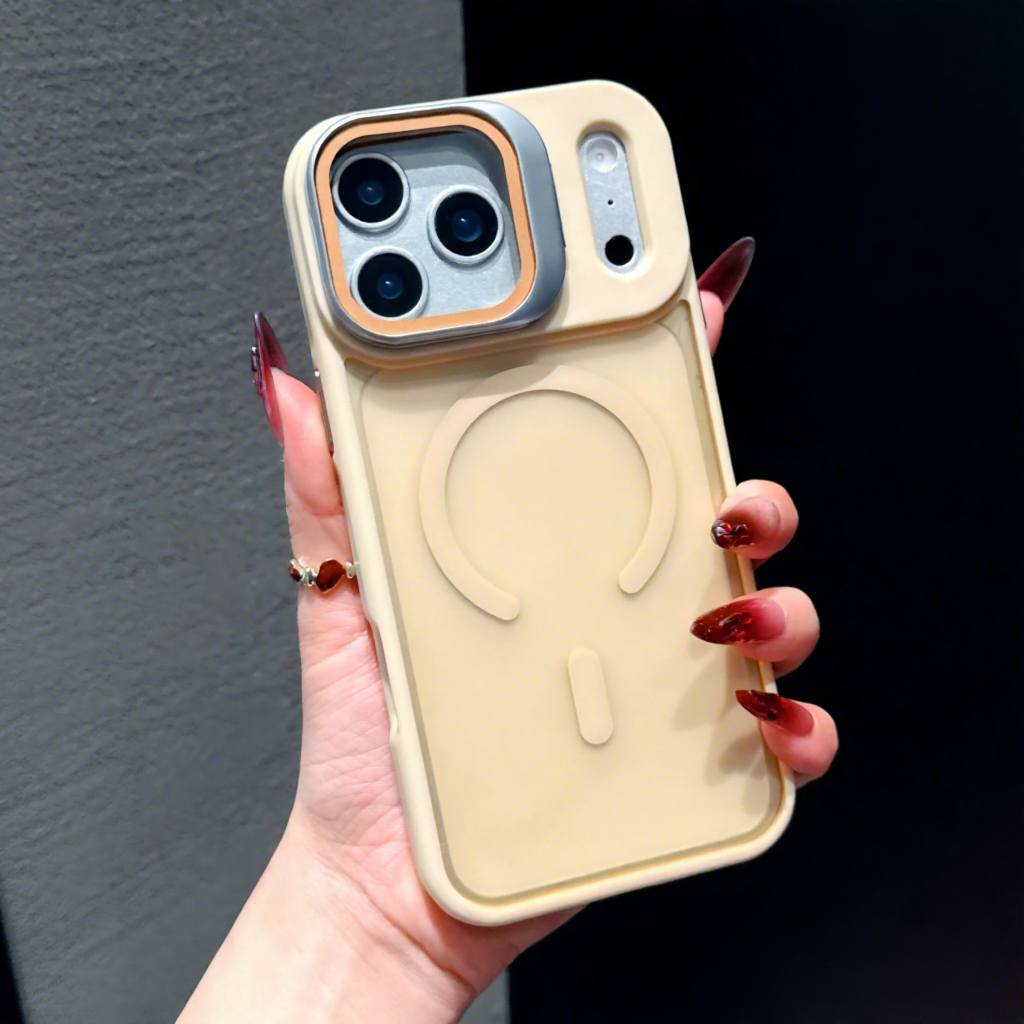 Desert gold-j3 skin-feel lens holder with magnetic attachment