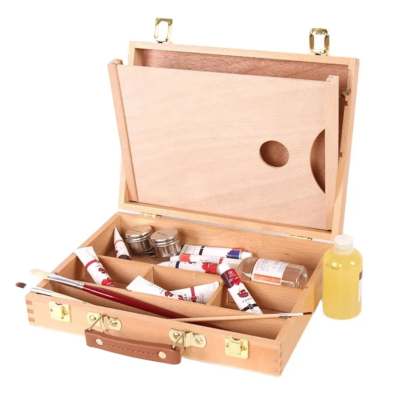 Студийная деревянная настольная коробка с мольбертом, регулируемая и портативная коробка Pochade