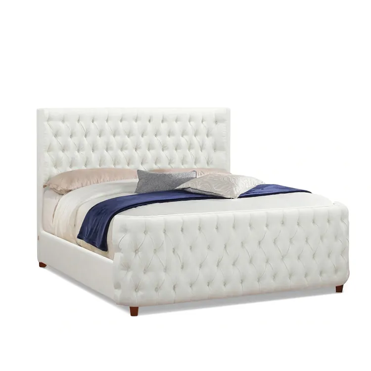 Mỹ Thiết Kế Đồ Nội Thất Phòng Ngủ Nút Tufted Bộ Đồ Giường Đặt Hiện Đại Bọc Đôi Xe Trượt Giường Vua Với Khung Gỗ