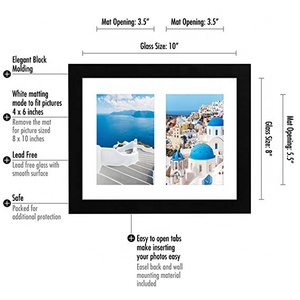 กรอบไม้8x10สีดำพร้อมช่อง4x6สองช่องเหมาะสำหรับการจับแพะชนแกะรูปภาพตกแต่งกรอบติดผนัง - Product Image 3