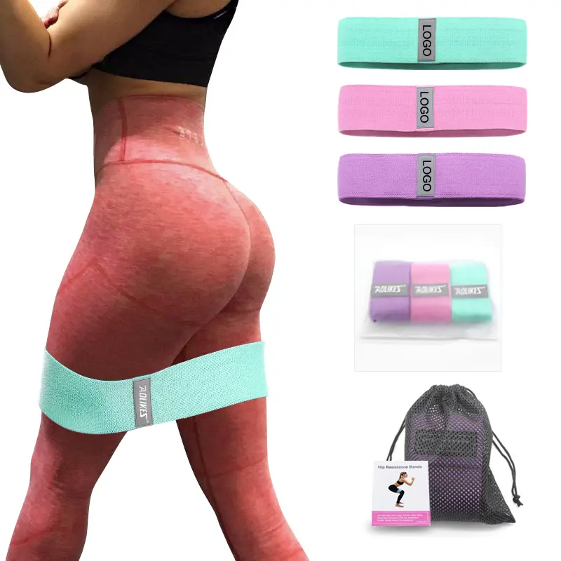 Aolikes Custom Logo Gedruckte Yoga Gym Übung Fitness für Beine Gesäßmuskeln Beute Hip Fabric Resistance Bands