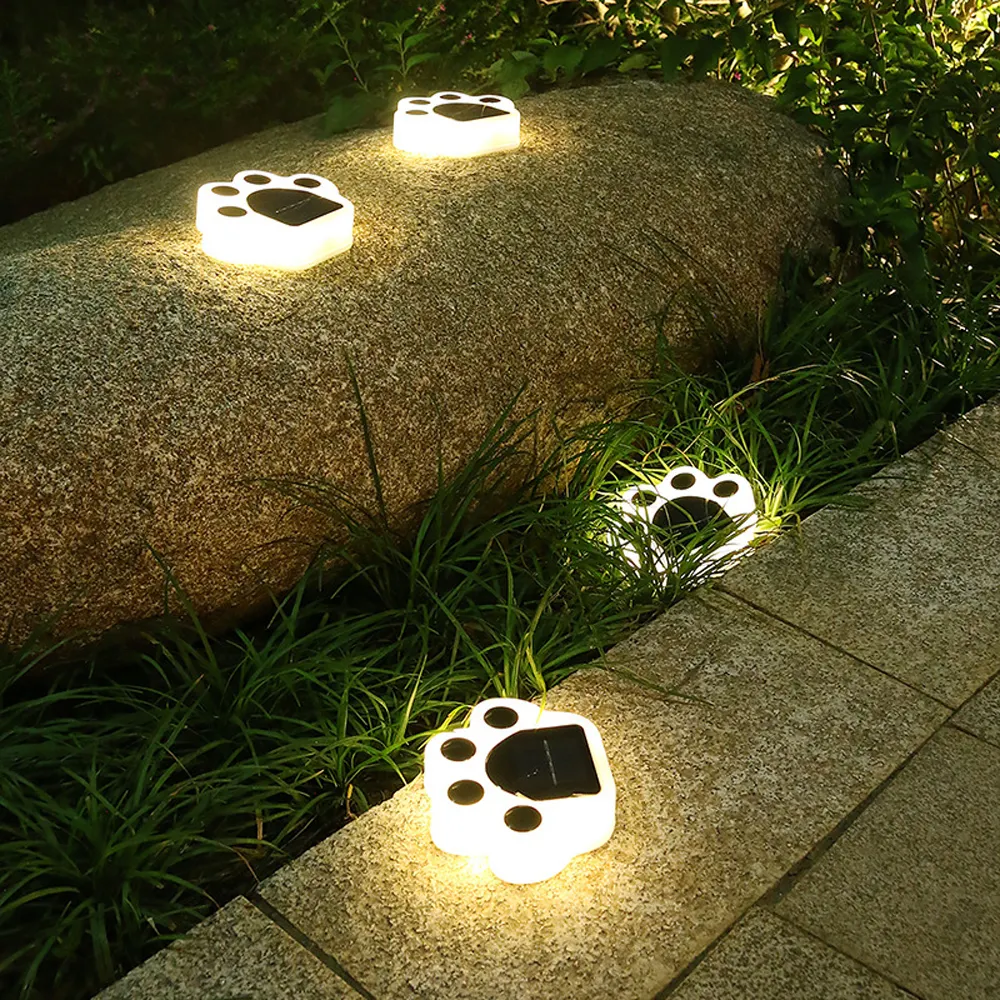 Pfoten abdruck Solar LED Licht Garten Outdoor Tier Hund Katze Pfote Lichter Weg Rasen Lampe Gehweg Beleuchtung für Patio Yard Garden