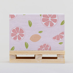 Nueva llegada patrón de fruta rosa notas adhesivas cubo limón pomelo impreso autoadhesivo Bloc de notas bandeja de madera hecho papel offset - Product Image 2