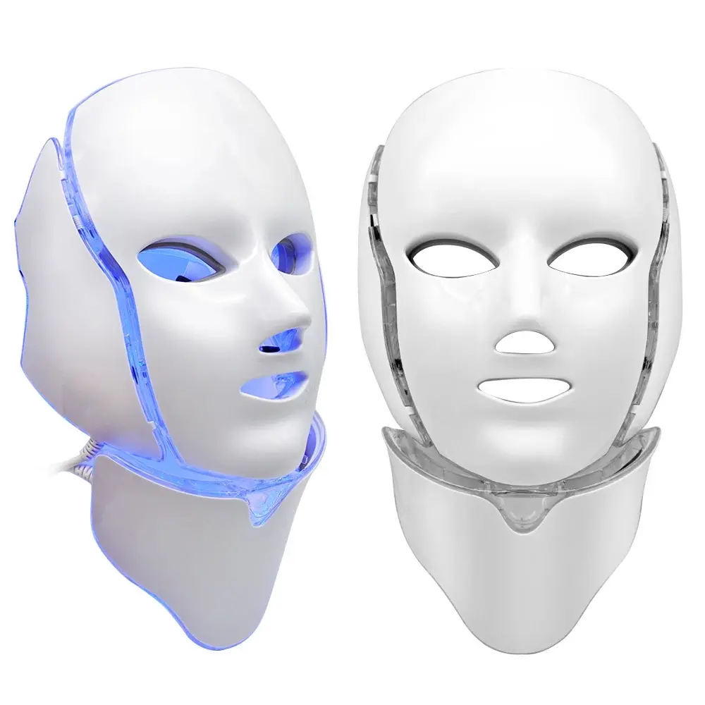 7 colori funzioni led maschera con collo acne e lentiggine rimozione delle rughe rimozione stringere la pelle macchina