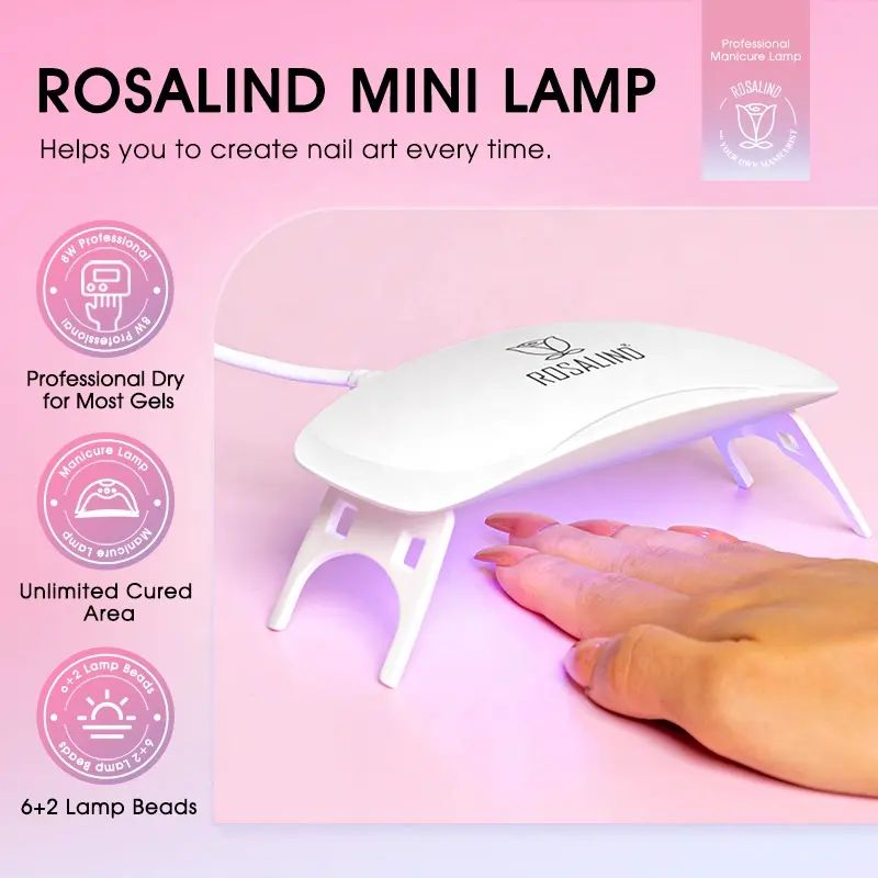 ROSALIND toptan yeni varış iyi fiyat için en kaliteli tırnak kurutucu 8w taşınabilir mini uv led tırnak lambası ev salon nail art
