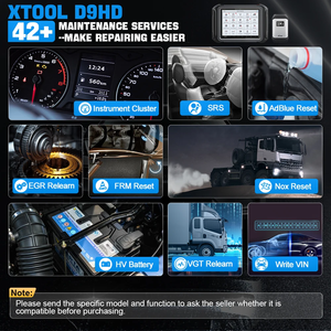 适用于XTOOL D9HD全套自动扫描仪12V/24v车载诊断系统2读码器，适用于汽车和重型卡车双向电子控制单元编码1年战争 - Product Image 5