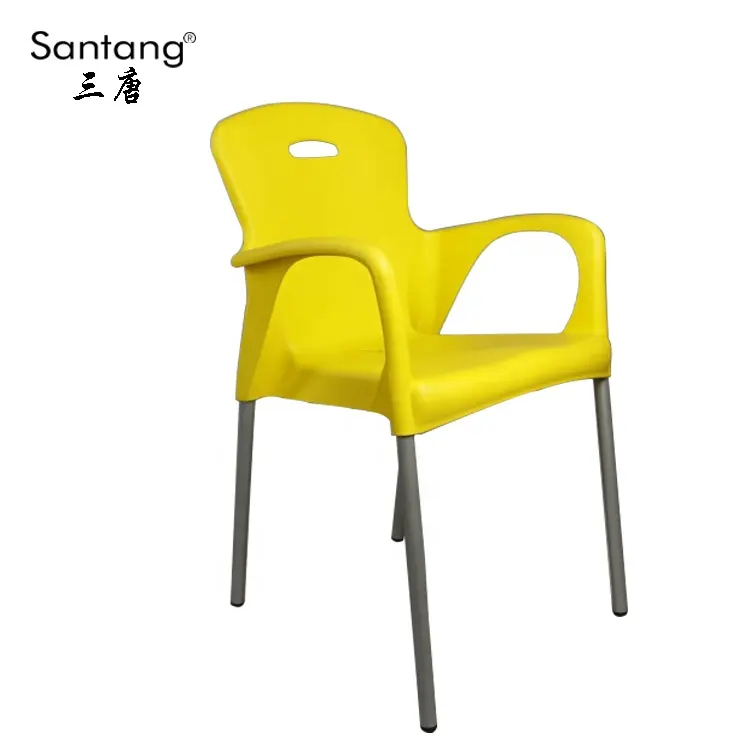 Nuevo diseño Casa de muebles de plástico apoyabrazos sillas de sala de la silla de plástico con la pierna de Metal 1314
