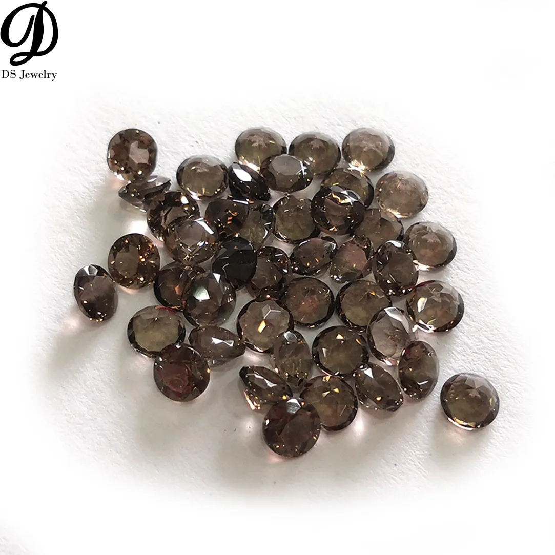 Vendita calda del quarzo mistico pietre preziose taglio rotondo 2.0 millimetri natural smoky quartz pietra prezzo