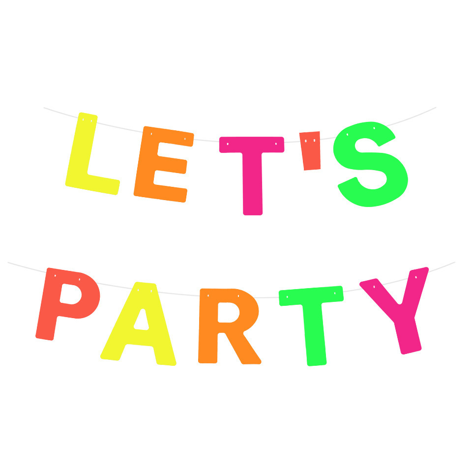 Bannière LET S PARTY colorée en néon-1pc