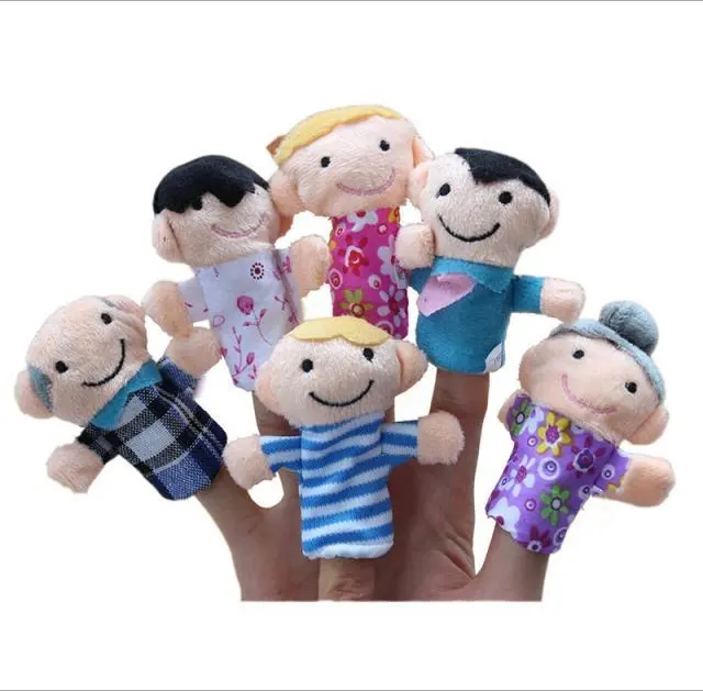 Bonecos de mão personalizados para crianças, mini bonecos de pelúcia de desenho animado, família feliz