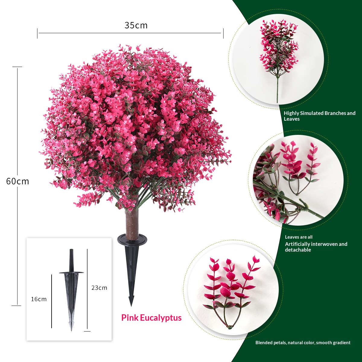Insertion au sol style eucalyptus rose