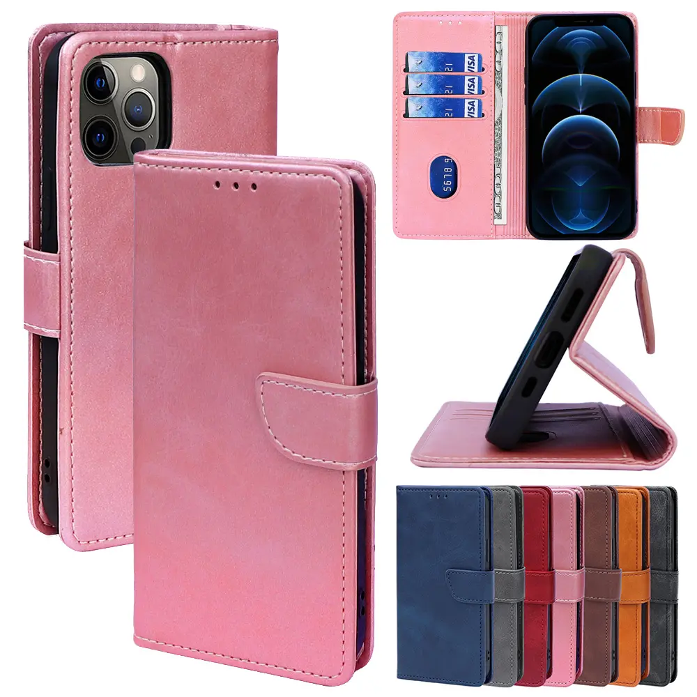 Casing Ponsel Lipat Dompet Multifungsi Modis untuk Apple iPhone 14 SE Plus X XR XS 11 12 13 Pro Max Casing Ponsel Kulit