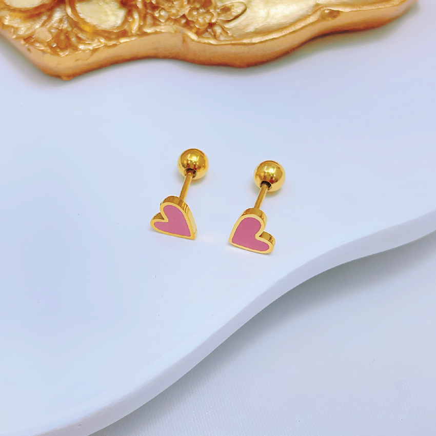 Coeur en émail rose