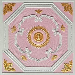 方形石膏天花板设计，3D彩色花卉设计 - Product Image 3