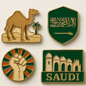 Free Design Wholesale Custom Saudi Logo <strong>3M</strong> Enamel Pin <strong>Badge</strong> Personalized Metal Sticker for Phone - Product Image 3