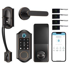 BBDHOMEキーレスエントリーデッドボルトセットハンドルプライバシードアハンドルエントリースマートドアノブ指紋スマートドアロック