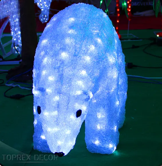 Grande natale illuminato grande animale animato luce 3D Led gigante puro orso polare motivo Christmaslight