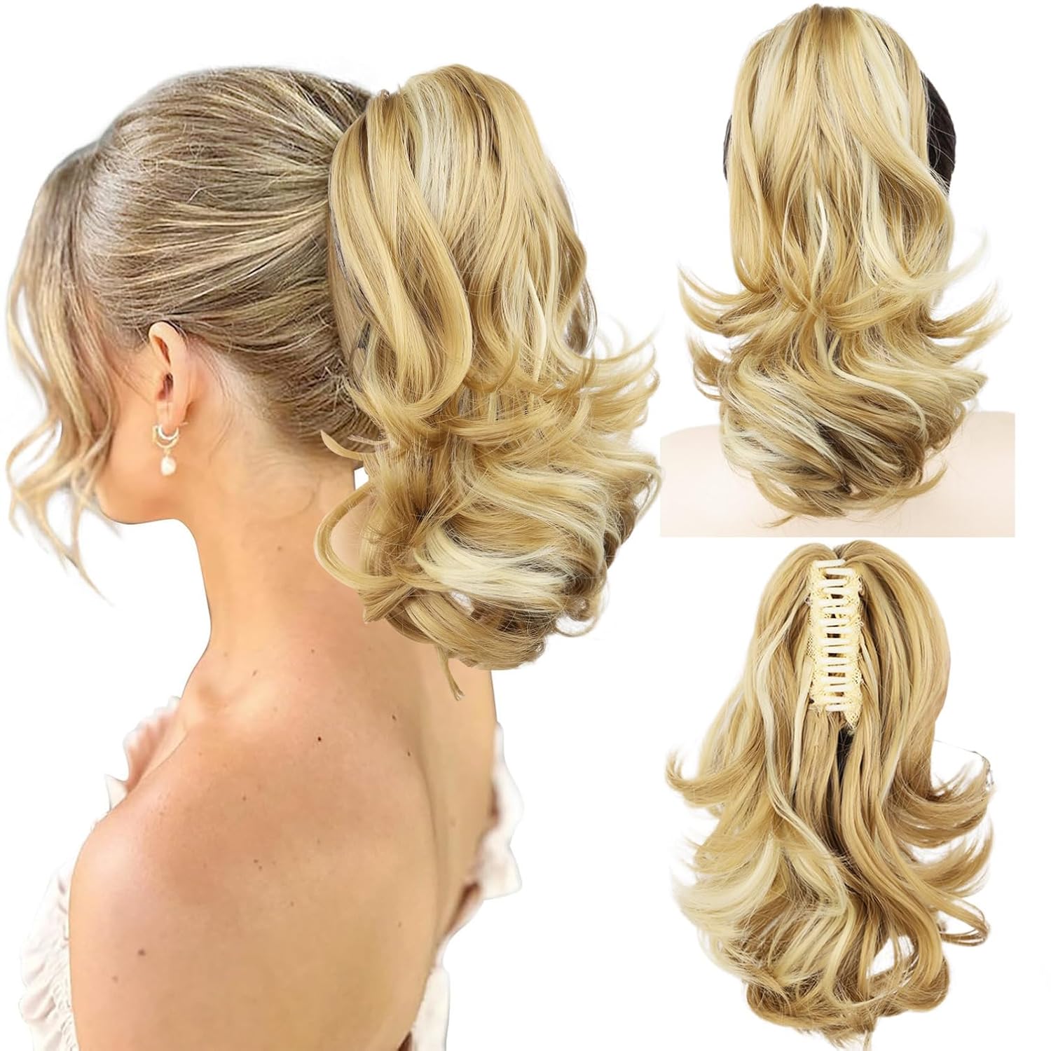 Blond foncé avec des mèches blondes claires