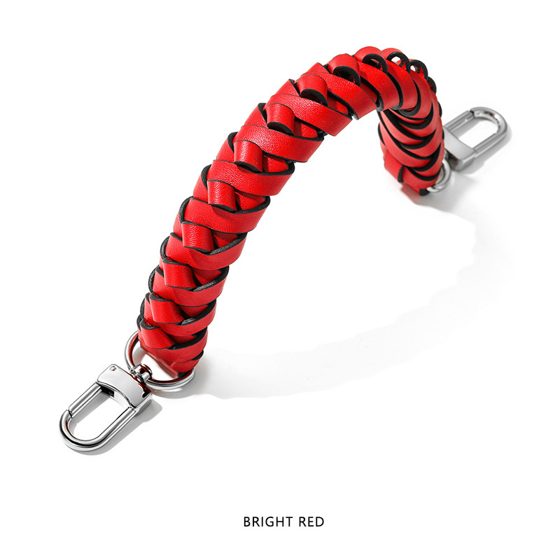 Rojo brillante con borde negro + hebilla plateada