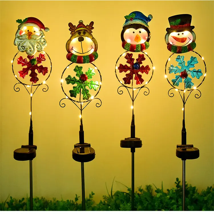 Lampe solaire à LED de noël, lampe de pelouse, bonhomme de neige, lampe de sol, lumières décoratives pour la maison, lumière de paysage de jardin