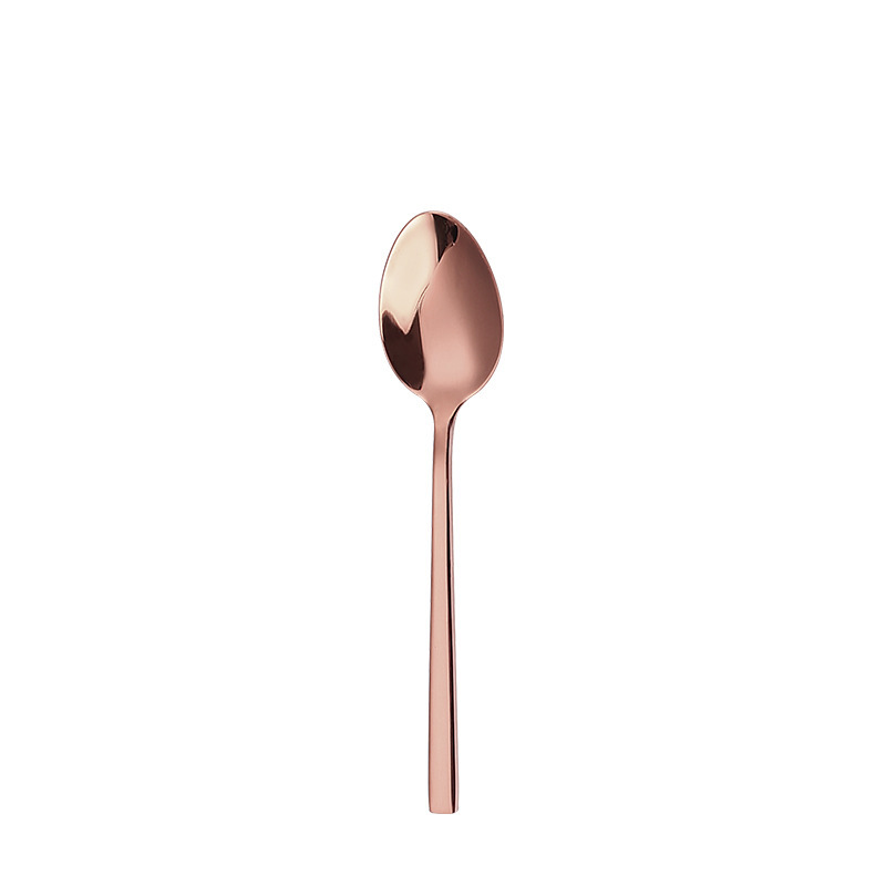 Cucchiaio da Dessert con Manico Quadrato in Oro Rosa