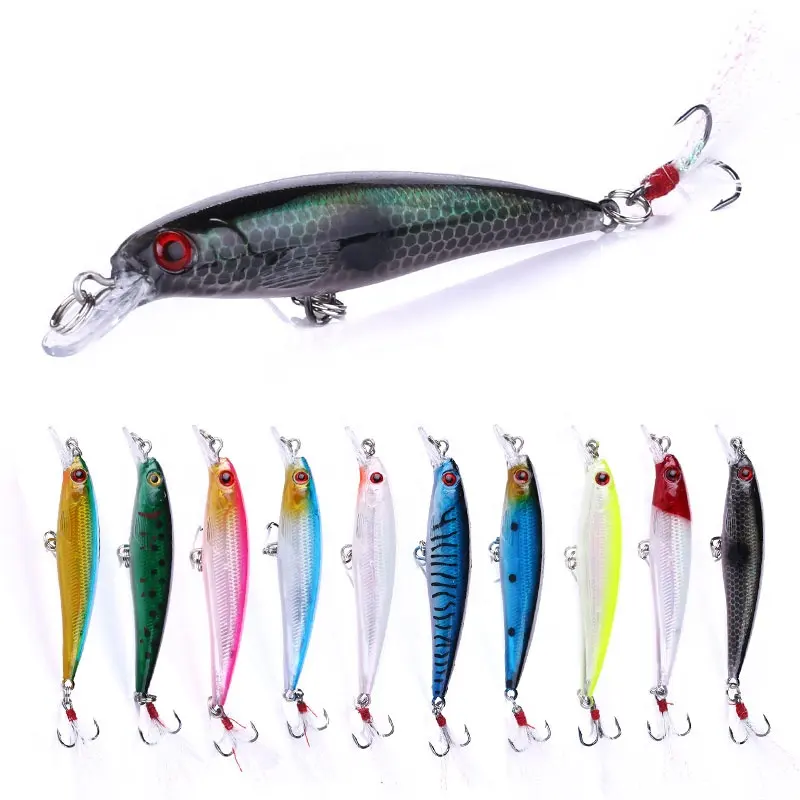 Caliente minnow 10 unids/set 9CM 8G Japón iscas Minnow de juego gancho Señuelos de Pesca