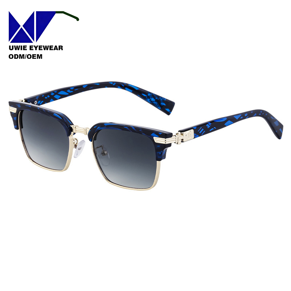 Blue iridescent frame with gray lenses