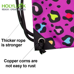 Mochila con cordón multibolsillo reutilizable Holyluck, cordón impreso, bolso con cordón de poliéster ecológico, impermeable - Product Image 4