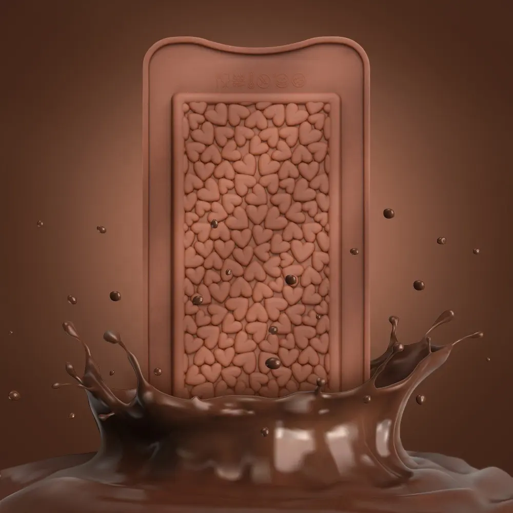 تصميم جديد مستطيل الشوكولاته العفن مغطاة قلب المطبخ الفول سهلة DIY الحلوى الخبز الملحقات