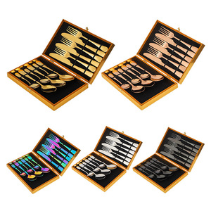 Vàng <span class=keywords><strong>Flatware</strong></span> thép không gỉ Bộ đồ ăn thiết lập dao kéo bạc đặt thép không gỉ <span class=keywords><strong>Flatware</strong></span> thiết lập dao kéo - Product Image 6