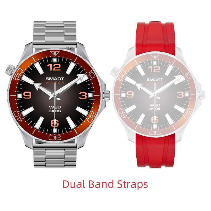 Acier argenté + silicone rouge